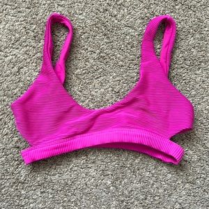 Billabong pink ribbed bikini top